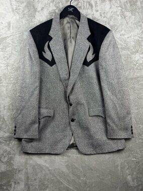 Circle S Western Wool Silk Blend Coat Blazer Mens 44R USA Yoke Texas Utility